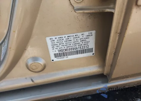 2004 Honda Accord 2.4 Ex z USA, uszkodzony, nr VIN 1HGCM56694A153312